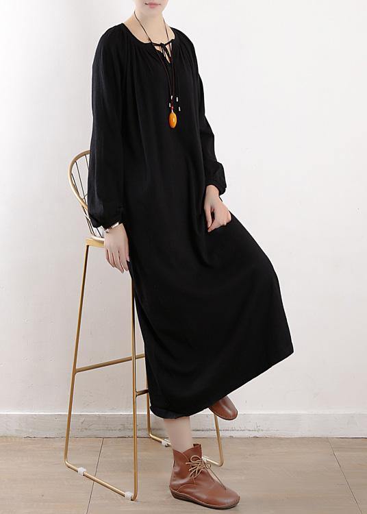 Women black Sweater dresses plus size o neck Cinched oversized fall knitwear - SooLinen