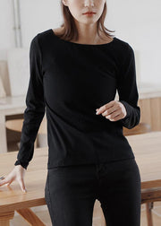 Women black cotton blouses for women wild Plus Size Clothing fall blouses - SooLinen