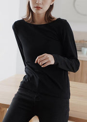 Women black cotton blouses for women wild Plus Size Clothing fall blouses - SooLinen