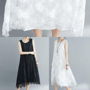 Women black laceclothes For Women o neck Kaftan summer sleeveless Dress - SooLinen