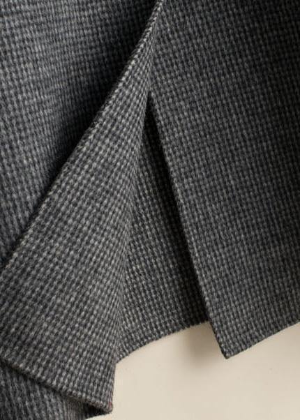 Women black plaid Fine tunic Woolen CoatsWork Peter pan Collar Button Down women Woolen Coats - SooLinen