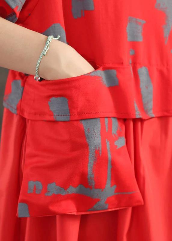 Women blended Long Shirts Plus Size Loose Casual Literary Graffiti Print Hooded Dress - SooLinen