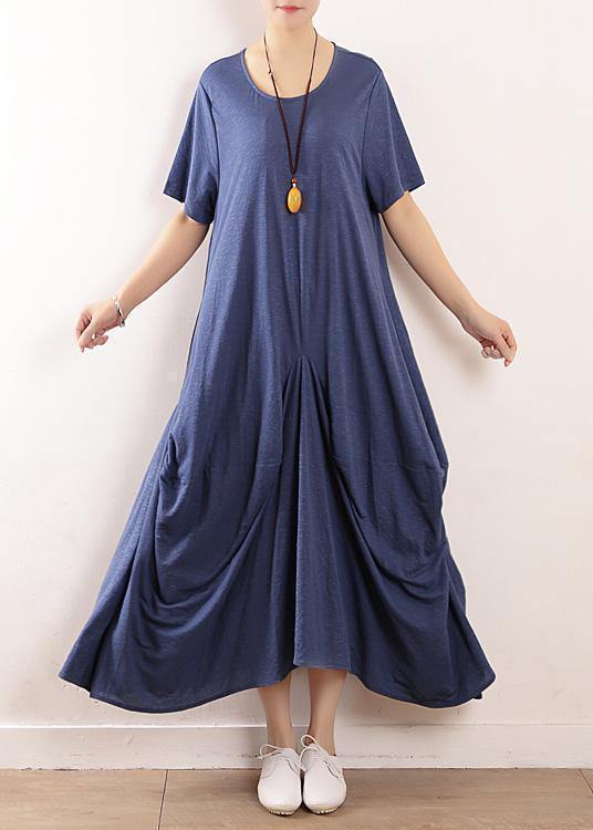 Women blue linen Soft Surroundings Casual design big hem Traveling summer Dress - SooLinen