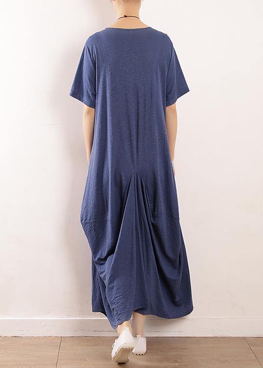 Women blue linen Soft Surroundings Casual design big hem Traveling summer Dress - SooLinen