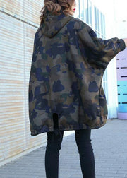 Women camouflage fine Coats Photography high neck Button Down fall coats - SooLinen