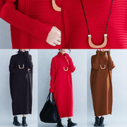Women casual Loose High Neck Maxi Sweater Dresses