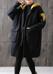 Women chocolate Plus Size trench coat Tutorials hooded zippered coats - SooLinen