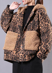 Women chocolate fine casual coats women Outfits hooded patchwork outwear - SooLinen