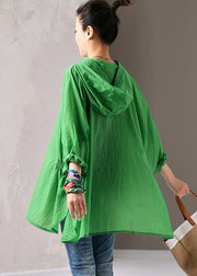 Women cotton Shirts Pakistani Green Summer Thin Sunlight Proof Coat - SooLinen