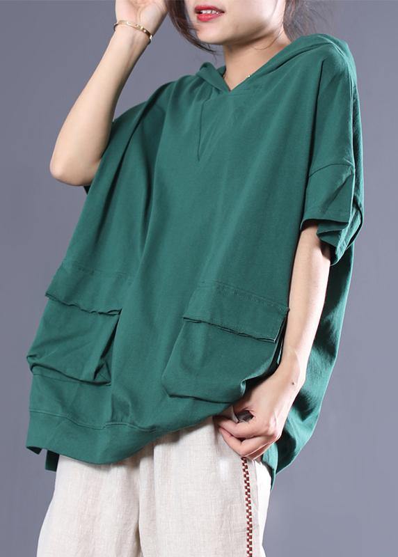 Women cotton linen tops women Vintage Cotton Solid Hooded Double Pockets Blouse - SooLinen