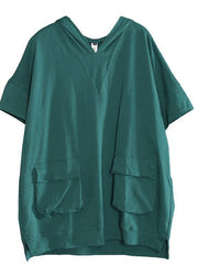 Women cotton linen tops women Vintage Cotton Solid Hooded Double Pockets Blouse - SooLinen