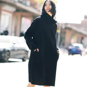 Damen-Baumwoll-Steppkleidung Boutique Stehkragen Ärmel schwarz Kunstkleid Frühling