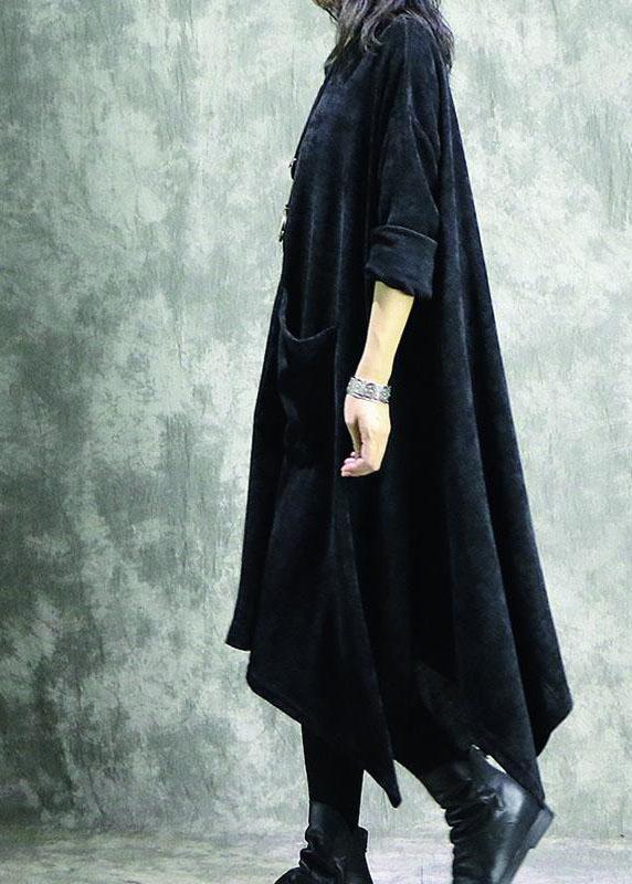 Frauen-Baumwollsteppkleider plus Größe Baggy Solid Unregular Women Pockets Dress