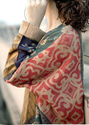 Women floral clothes o neck asymmetric casual sweaters - SooLinen