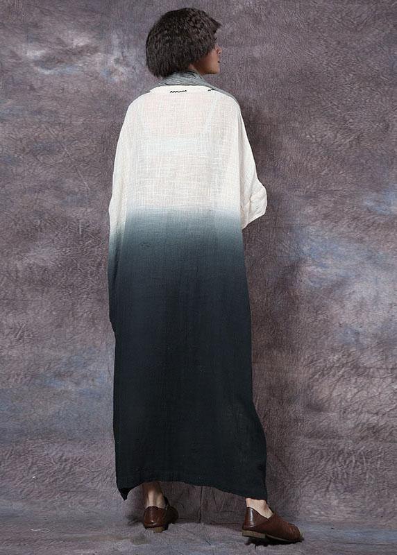 Women gradient color linen Robes Tunic Tops chocolate Dress summer - SooLinen