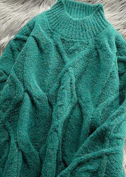 Women green Sweater dress outfit plus size high neck thick daily  knit dress - SooLinen