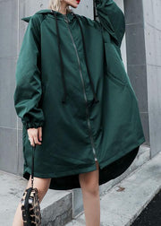 Women hooded Fine clothes green loose women coats fall - SooLinen