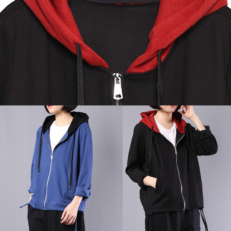 Women hooded cotton clothes Photography black coats fall - SooLinen