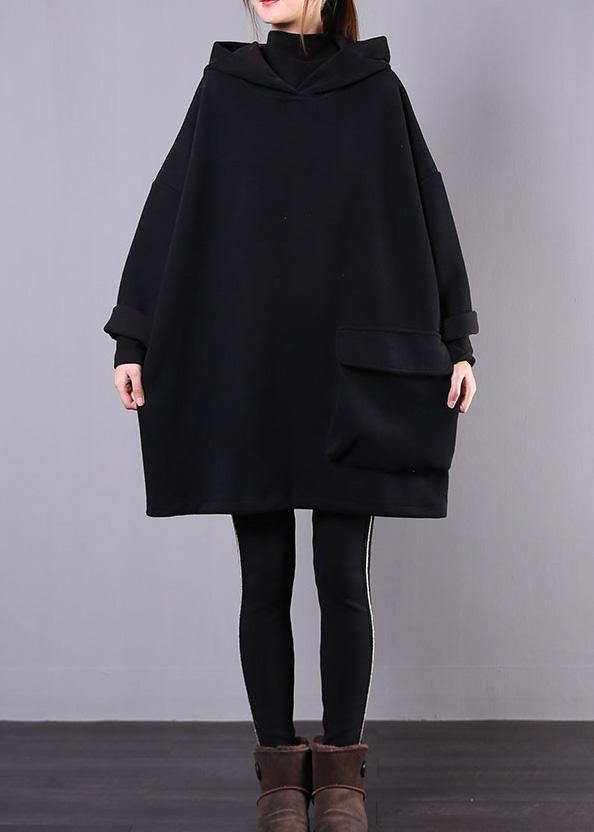 Women hooded thick cotton clothes For Women Sewing black tops - SooLinen