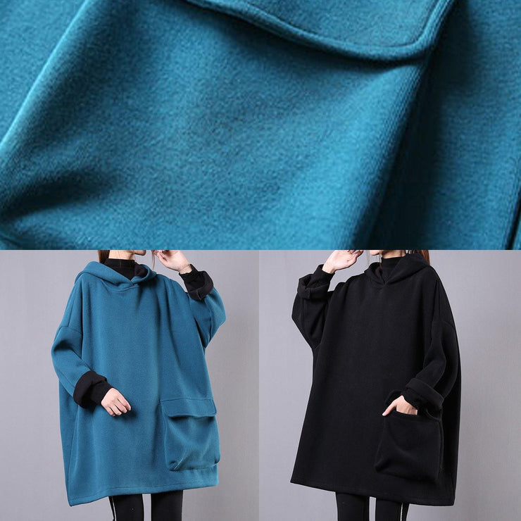 Women hooded thick cotton clothes For Women Sewing black tops - SooLinen