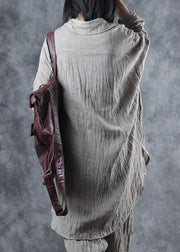 Women lapel Batwing Sleeve linen shirts women design nude top - SooLinen