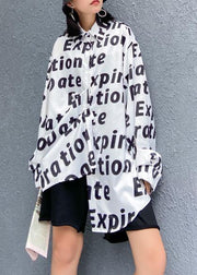 Women lapel Button Down tunics Work Outfits Letter shirt - SooLinen