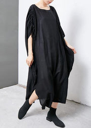 Women linen clothes For Women 2019 Solid Casual Short Sleeve Round Neck Dress - SooLinen