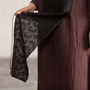 Damen Leinenkleidung für Damen Metropolitan Museum Splicing Loose Dreiviertelärmel Weinrotes Kleid