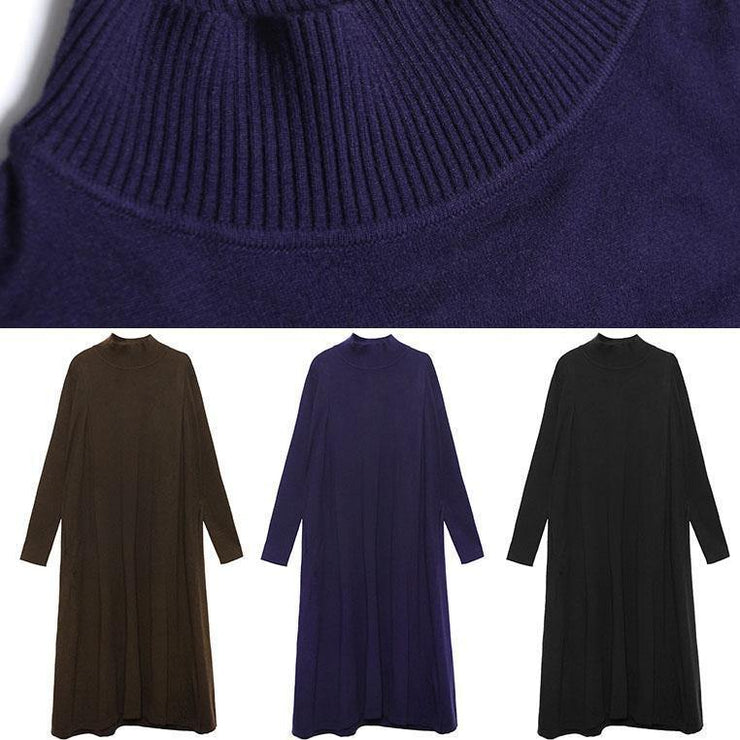 Women loose hem Sweater dress outfit Vintage blue Fuzzy knit top fall - SooLinen