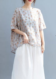 Women o neck Bow clothes For Women Shape gray floral blouse - SooLinen