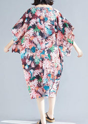Women o neck Cotton quilting clothes Shape pink print Dresses summer - SooLinen