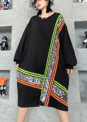 Women o neck Sequined quilting dresses Shape black Plus Size  Dress - SooLinen