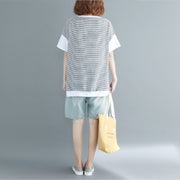 Frauen O-Ausschnitt Baumwolle Long Shirts 2019 Design weiße Druckbox Tops