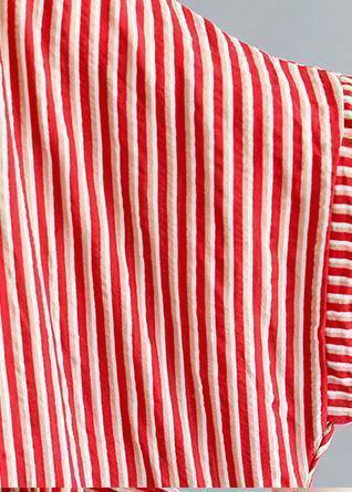 Women o neck linen Robes Omychic Catwalk red striped daily Dress summer