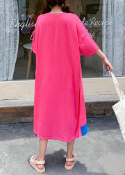 Women o neck patchwork dress rose Letter Traveling Dresses - SooLinen