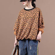 Women o neck tunic top Wardrobes yellow Leopard shirts - SooLinen