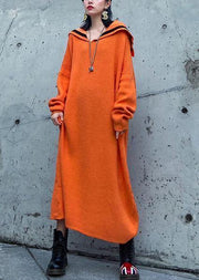 Women orange Sweater Aesthetic Largo Sailor Collar Big winter knitted tops - SooLinen