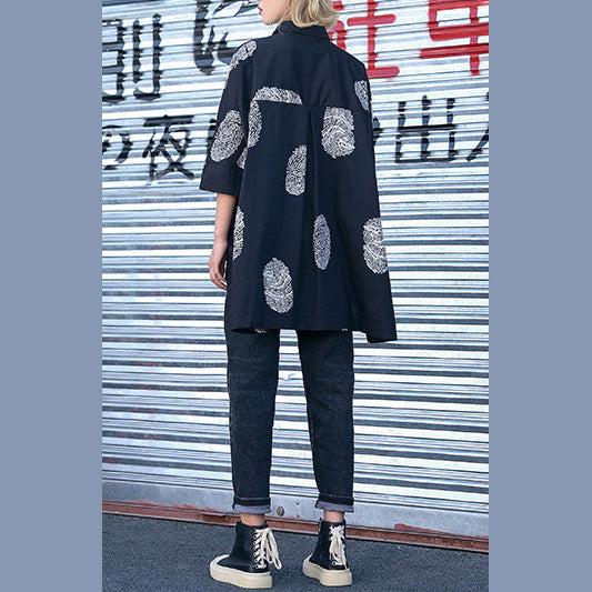 Frauen Taschen Baumwolle Top Silhouette feine Tutorials schwarz bedruckte übergroße Blusen
