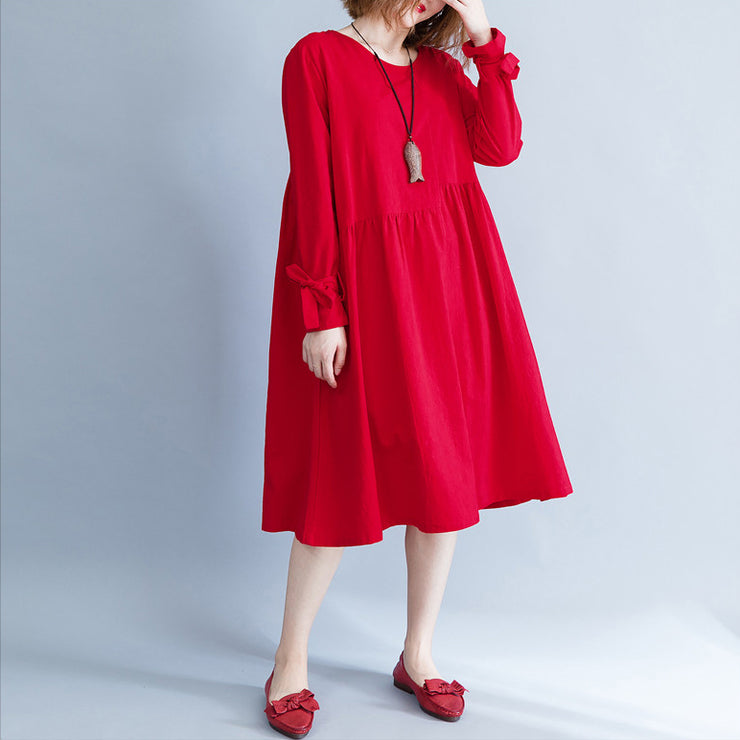 Women red Cotton clothes For Women stylish Work baggy daily Dress
