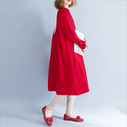 Frauen rote Baumwollkleidung für Frauen, stilvolles, sackartiges Arbeitskleid für den Alltag