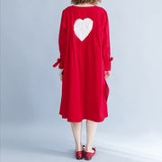 Frauen rote Baumwollkleidung für Frauen, stilvolles, sackartiges Arbeitskleid für den Alltag