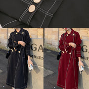 Women red Fashion maxi coat Fabrics double breast winter outwears - SooLinen