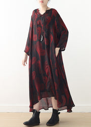 Women red print chiffon dresses Plus Size Online Shopping v neck Dresses Summer Dress