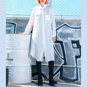 Frauen Seite offen Baumwoll-Steppkleidung Pakistani Photography weißes übergroßes Hemdkleid