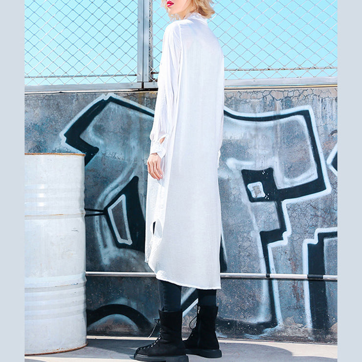 Women side open Cotton quilting clothes Pakistani Photography white oversized shirt Dress