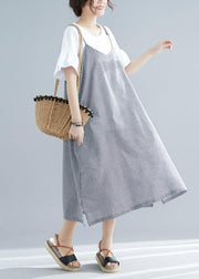 Women sleeveless cotton clothes For Women Tunic Tops plaid A Line Dresses summer - SooLinen