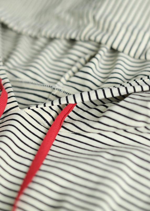 Women striped hooded cotton clothes sleeveless cotton summer top - SooLinen