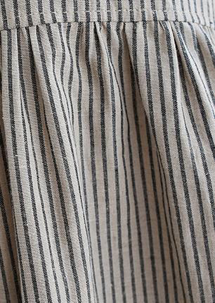 Women striped quilting clothes o neck patchwork Art summer Dress - SooLinen