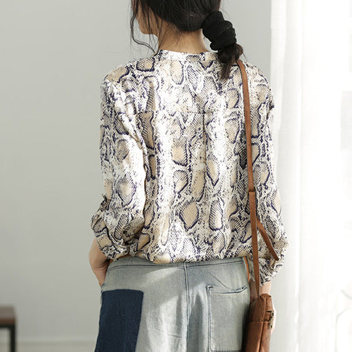 Damen-Bluse aus Baumwolle mit V-Ausschnitt plus Größe Shape gelbbraune Silhouettenbluse
