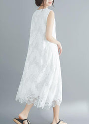 Women white lace Robes sleeveless A Line summer Dresses - SooLinen